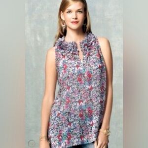 CAbi Multicolor Ruffle Neck Blouse